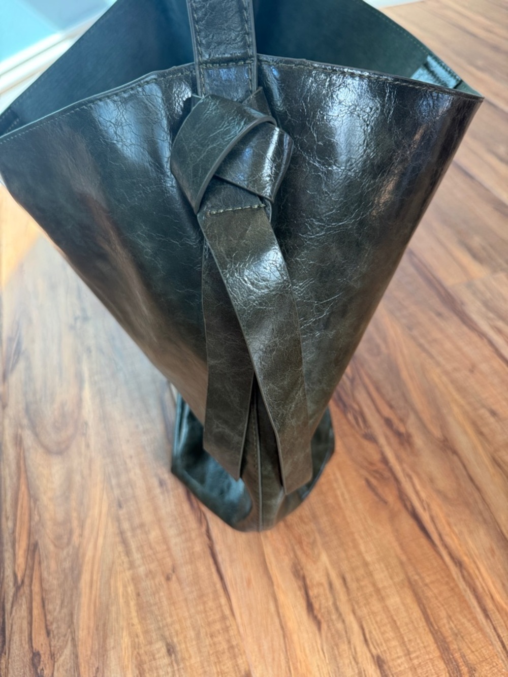 Anthropologie Tote Rowan Slouchy Dark Green Polyurethane Shoulder Bag / Purse - Picture 5 of 6